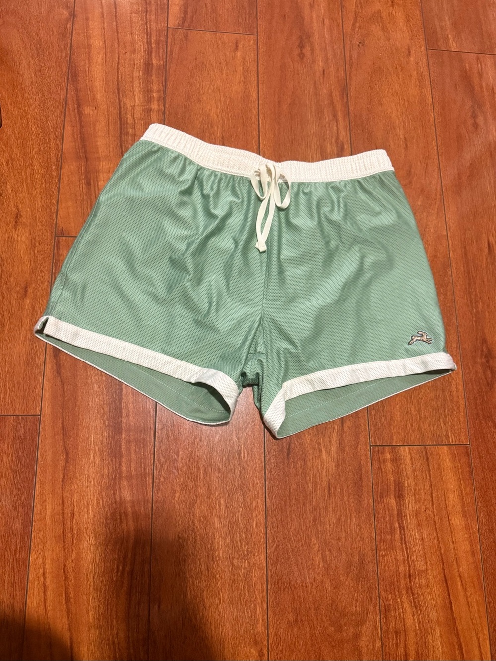 Tracksmith Mint Green Athletic Shorts with White Trim